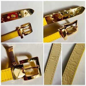 CC SKYE 18K Gold Alloy Yellow Leather Skinny Belt Buckle Clasp